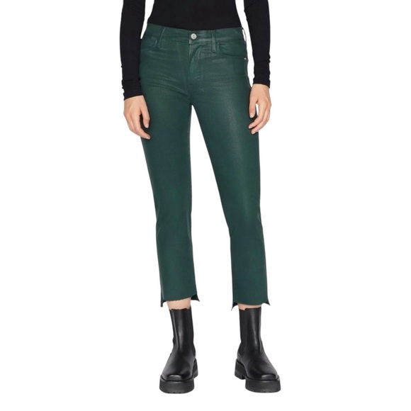 Frame Le High Cropped Coated Straight Jeans - Picture 1 of 7